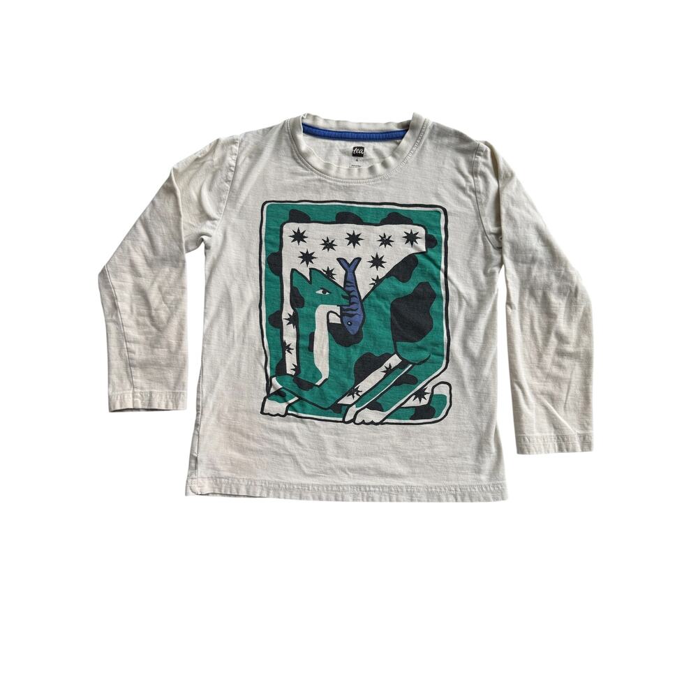 Tea Collection Boys Size 6 Long Sleeve Shirt Lot Cotton Fox Turtle Tiger Fish - Picture 8 of 11